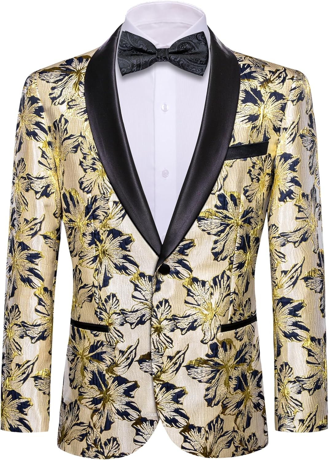 Men’s Floral Paisley One Button Blazer Tuxedo Jacket for Carnival Party Gift