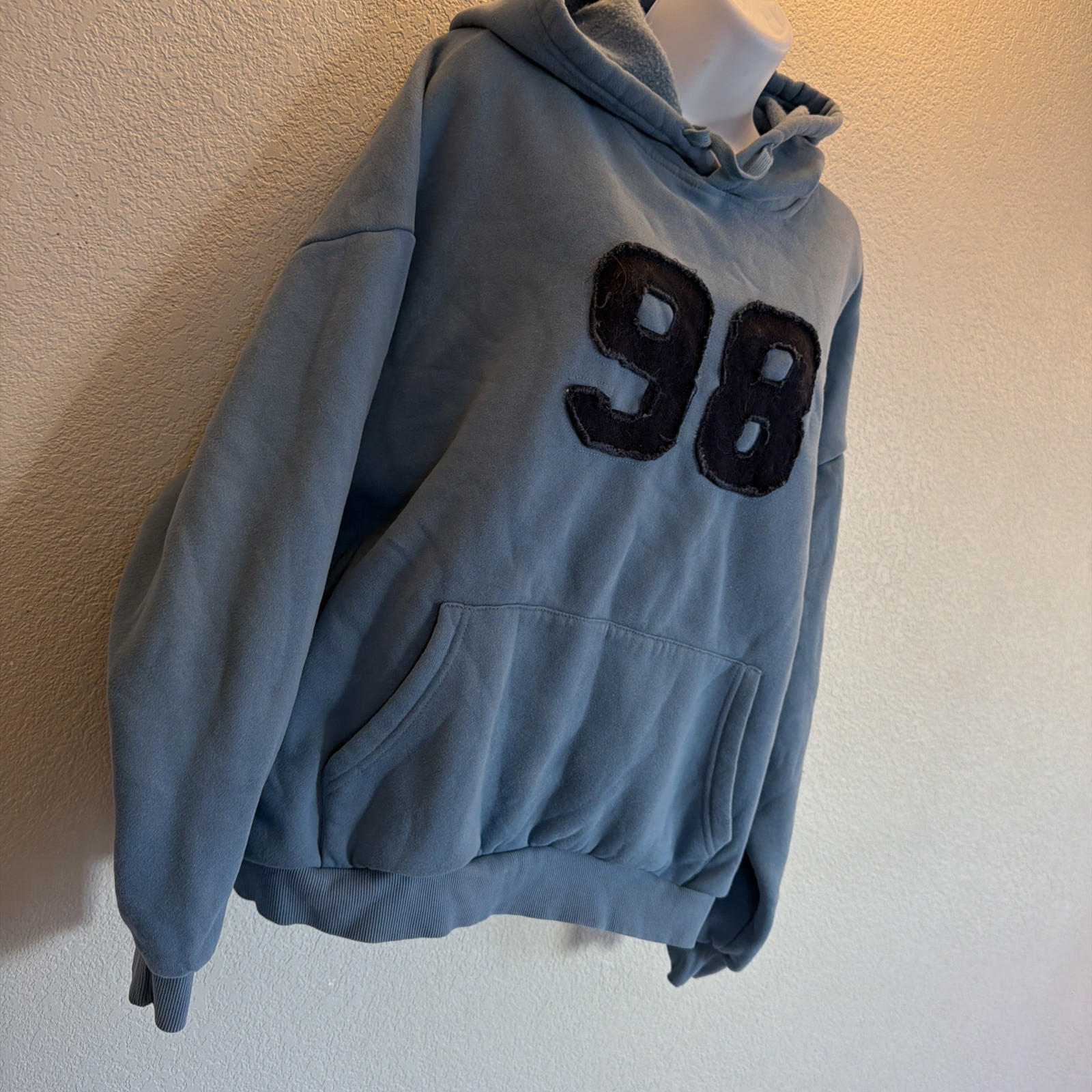 RARE BLUE Edikted 98 Hoodie Sweatshirt Women’s Size Small Oversized “98” Patch