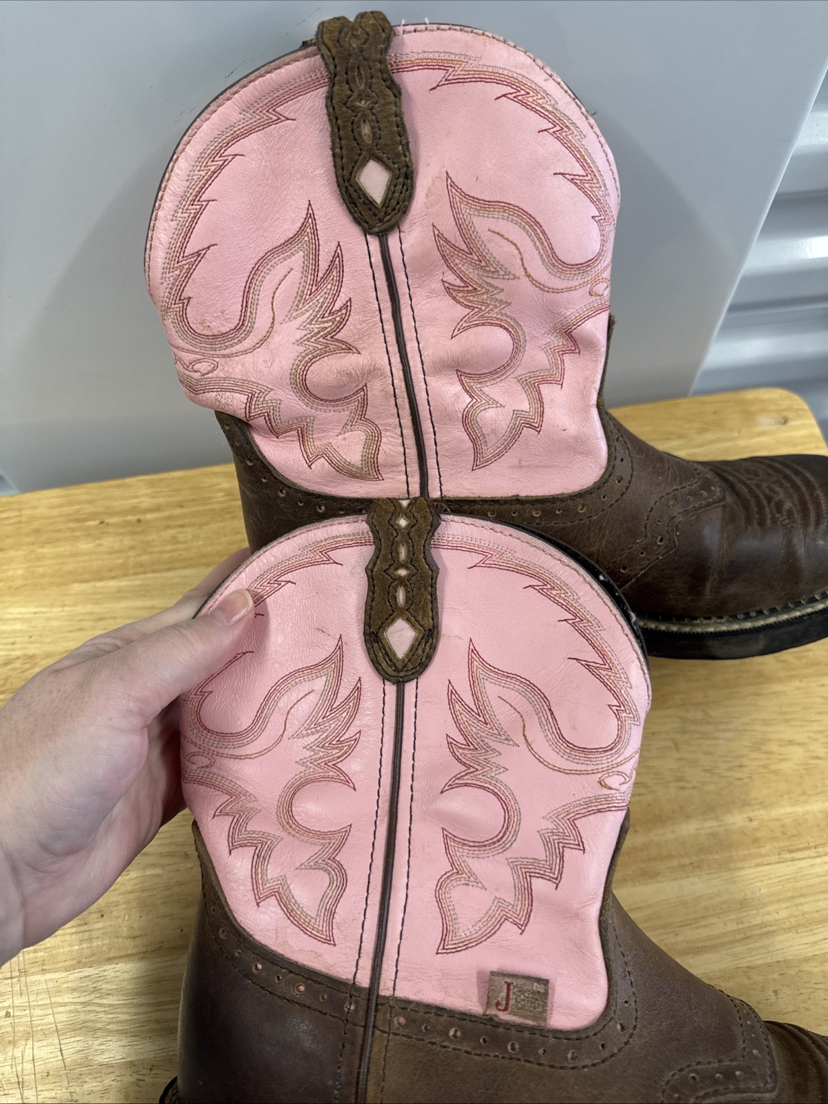 Justin Gypsy Boots Women’s Size 9 1/2 B Leather Western Ankle Pink L9901