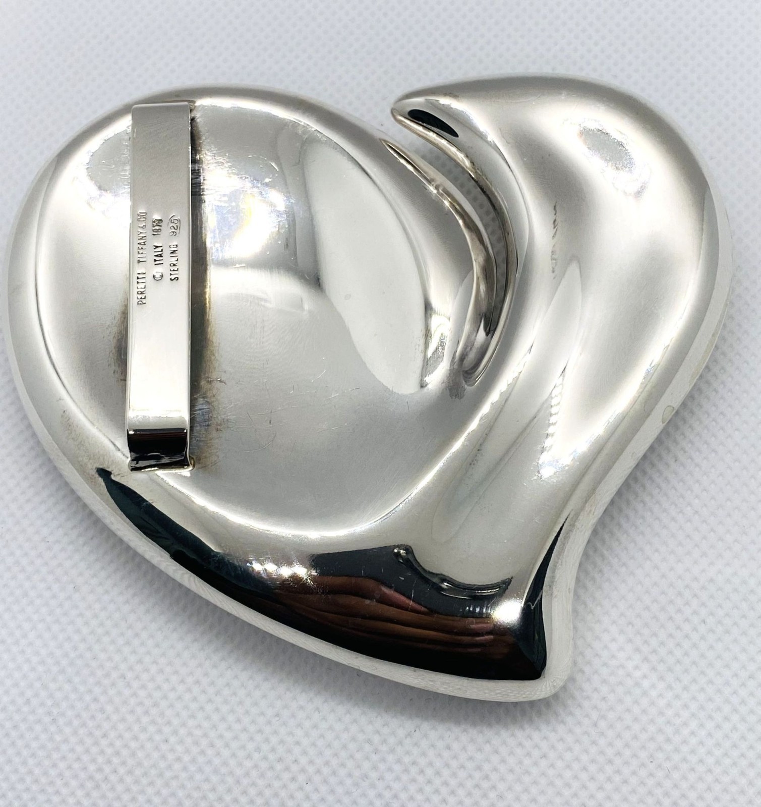 Tiffany & Co Sterling Silver 925 Full Heart Peretti 1978 Belt Buckle 3.72 x 3.8″