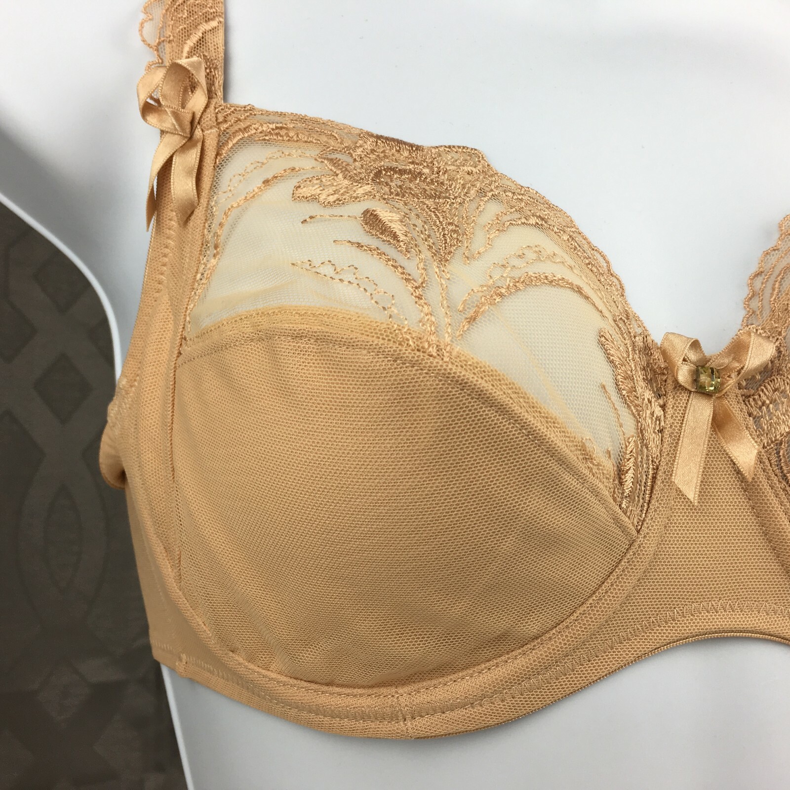 ALEGRO Sheer with Lace Underwire Sexy Lingerie Bra – Light Fawn 9006 – 30-40 NWT