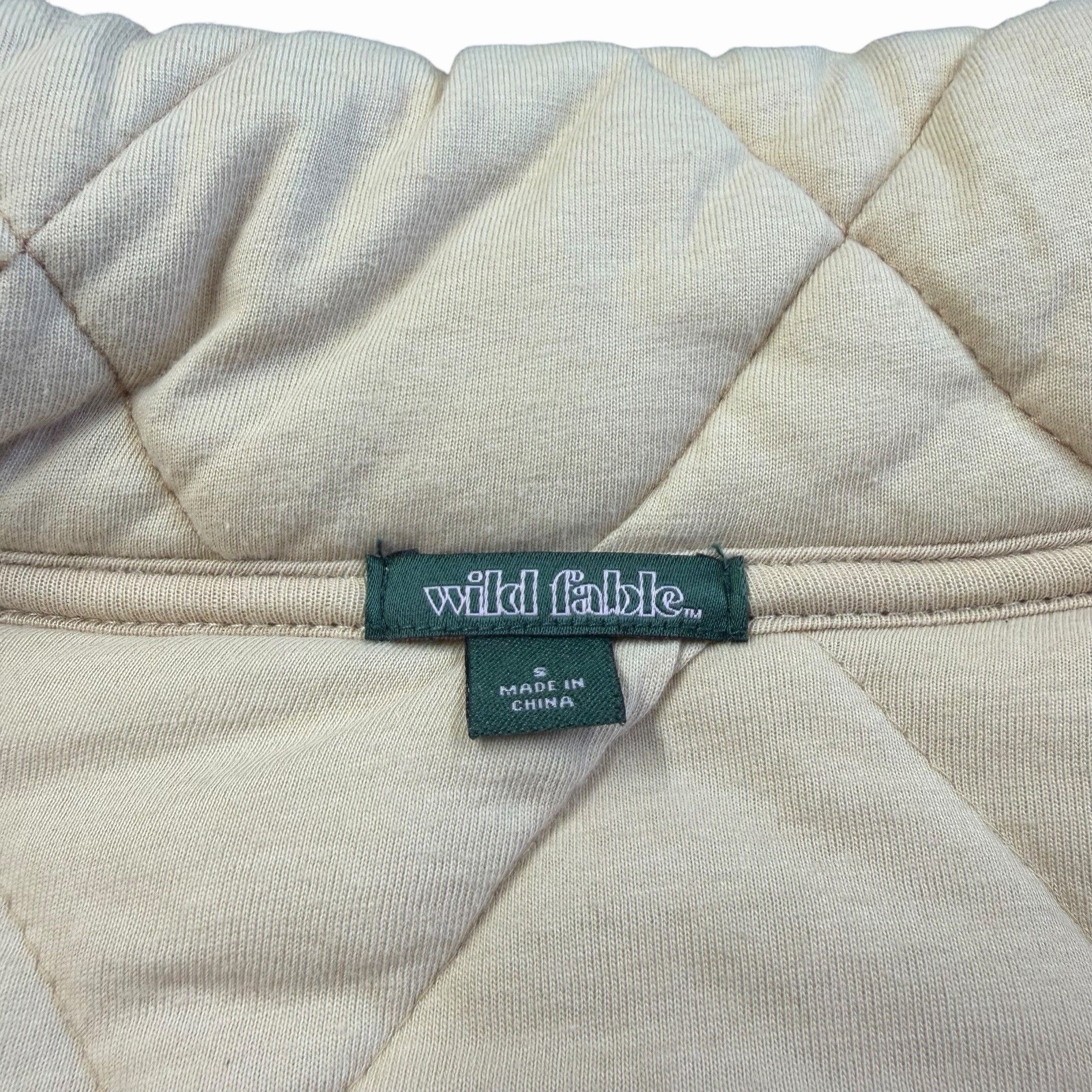 Wild Fable Quilted Button Front Jacket Cream Collared Casual Size S