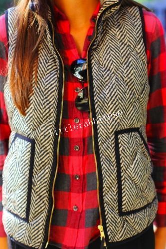NWT J.Crew Excursion Quilted Puffer Vest in Herringbone XXS XS S M L XL XXL