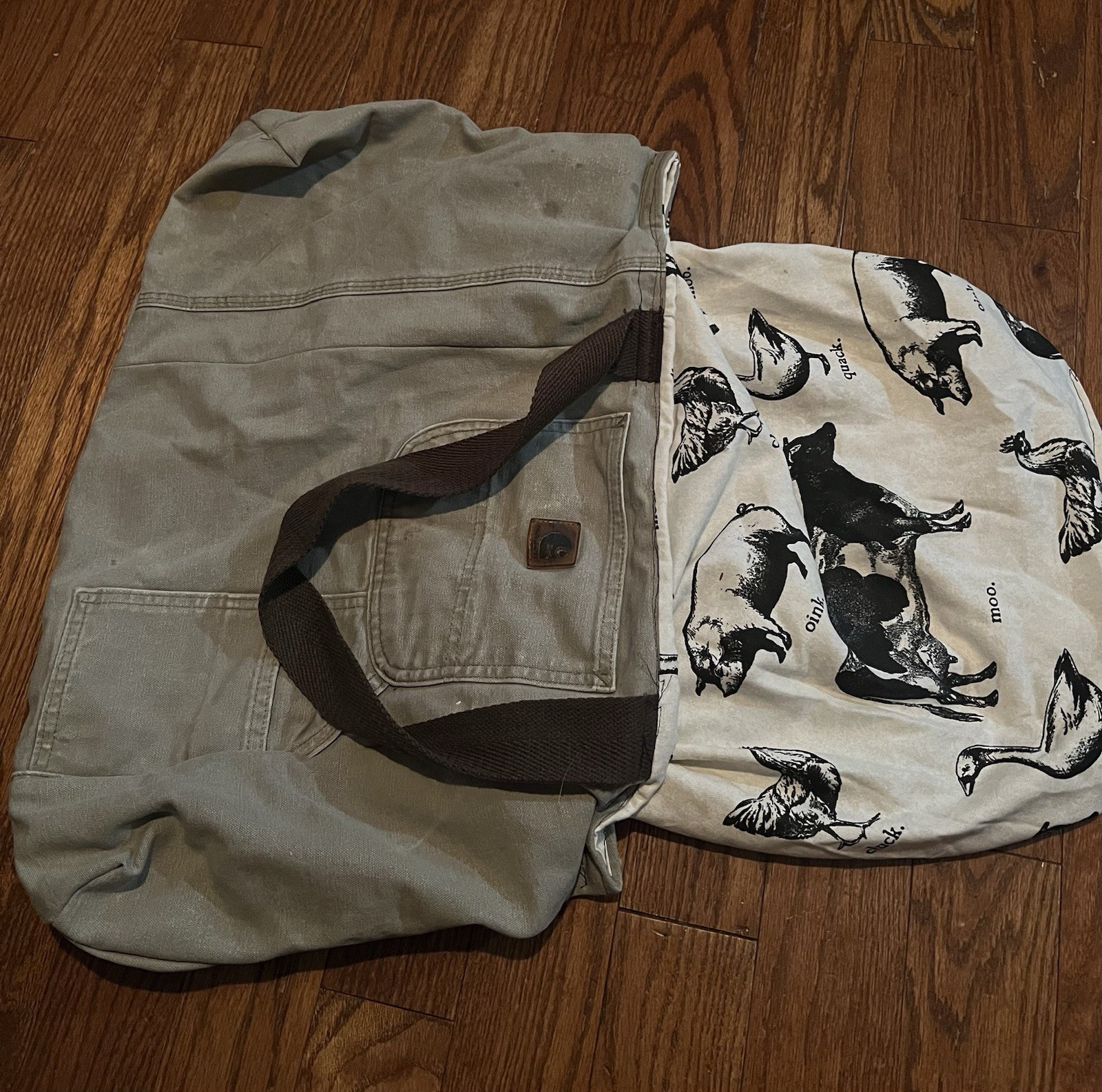 Upcycled Carhartt X- Large Canvas Denim Jean Tote Bag