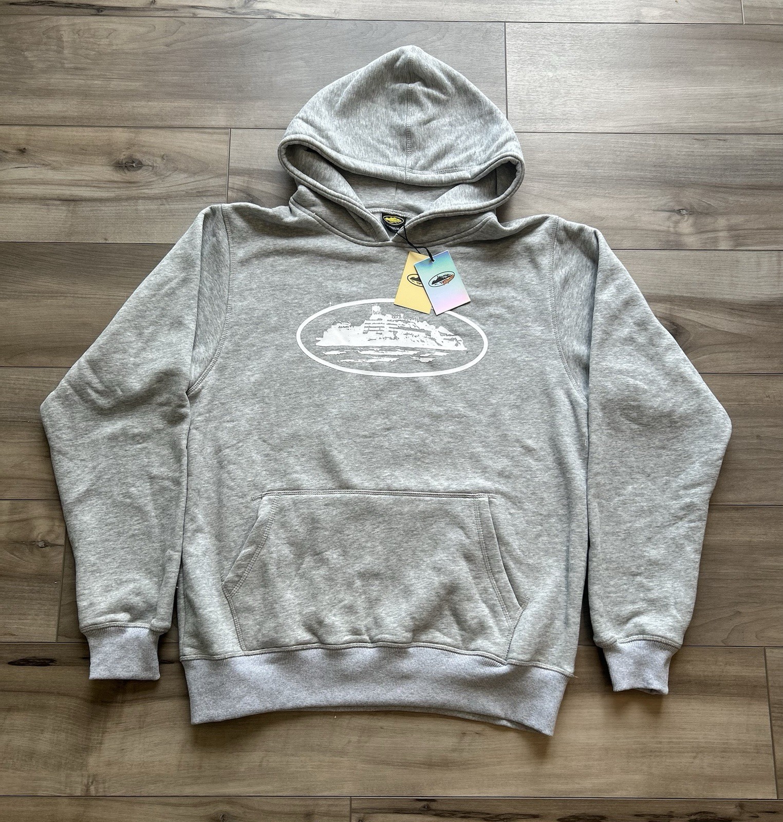 Corteiz OG Alcatraz Hoodie Size Medium Gray White Cotton Comfy