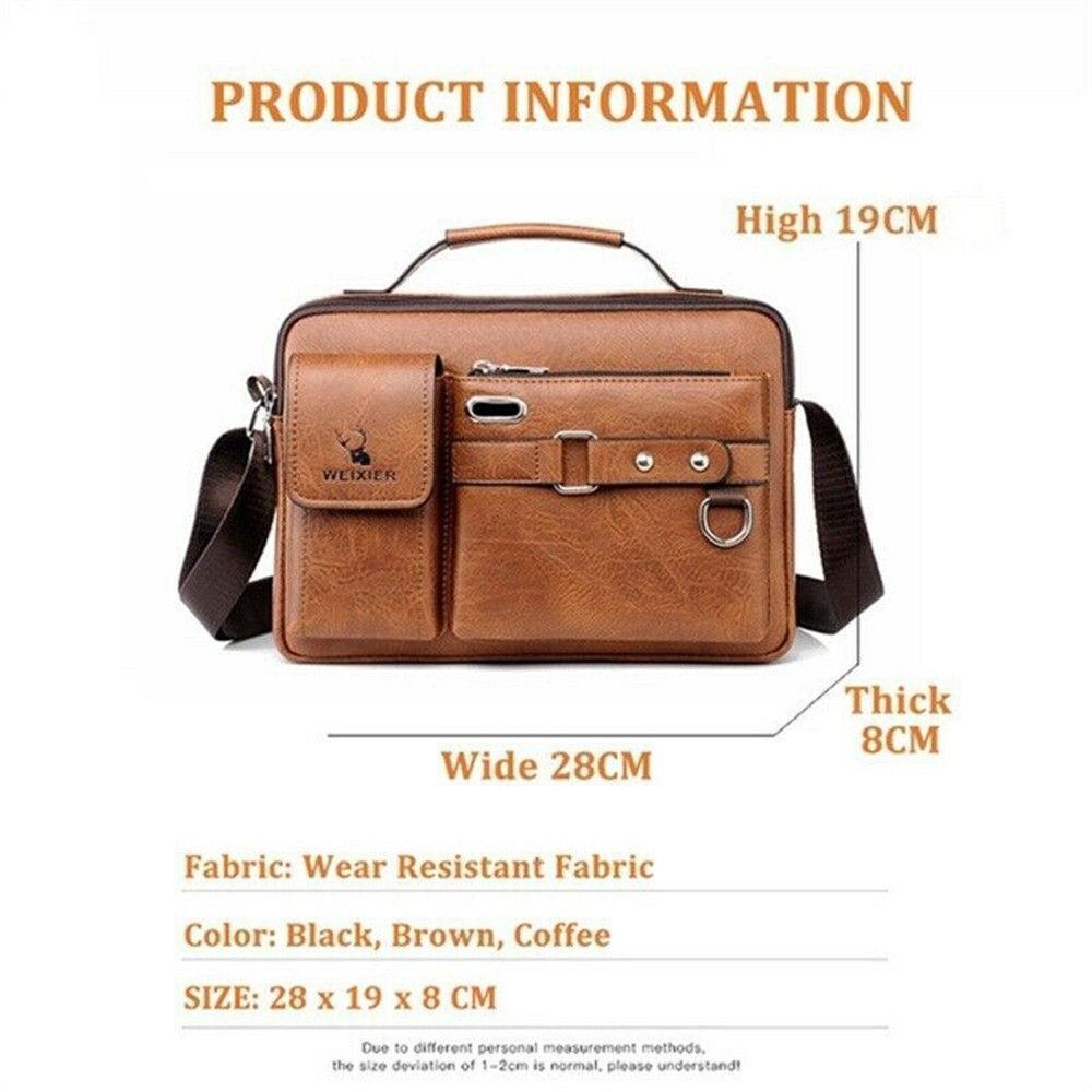 Men Messenger Bag Vintage Leather Briefcase Laptop Bag Satchel Shoulder Bag