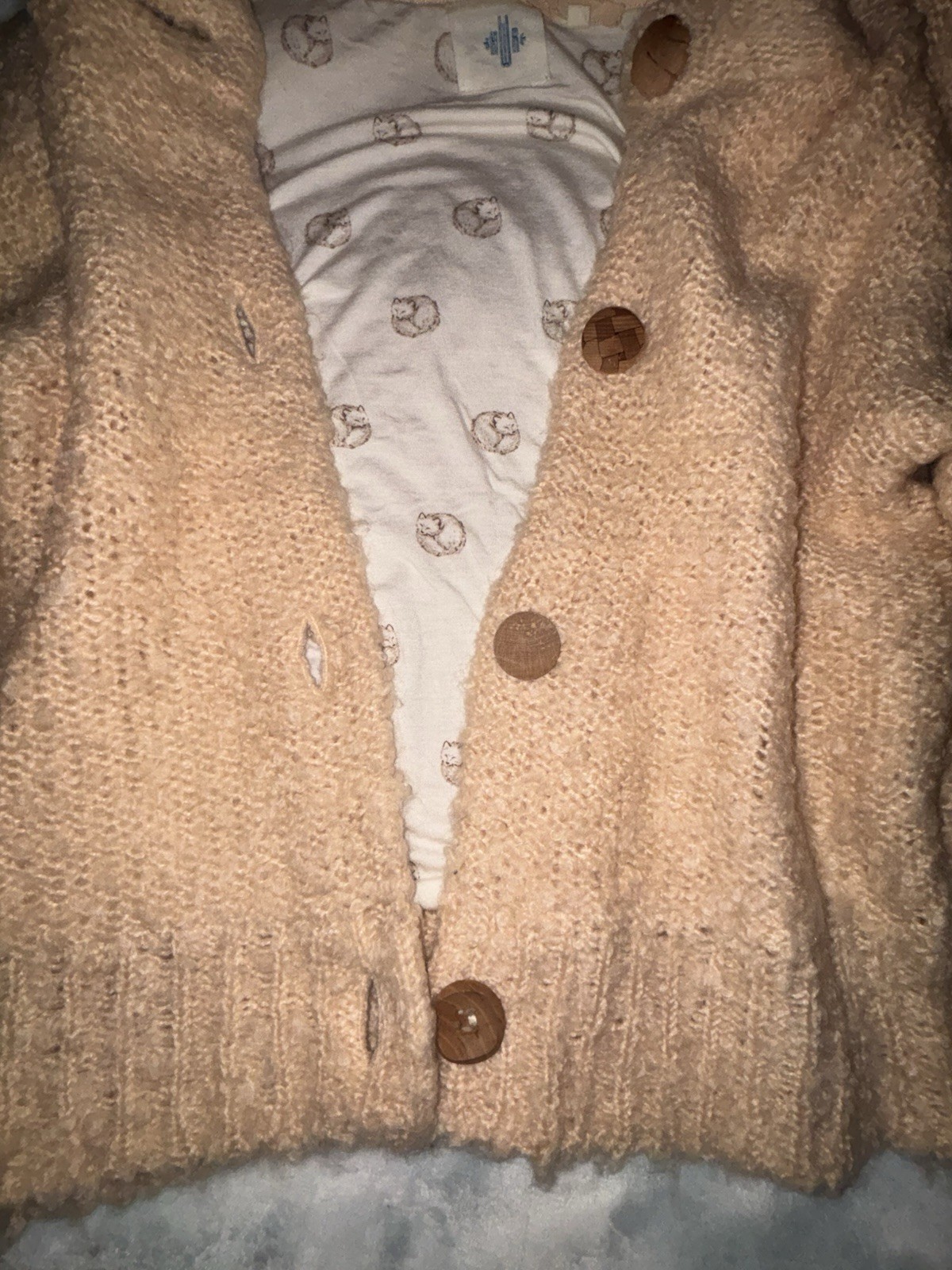 HWR Anthropologie Fox Lined Cardigan Sweater Size Small