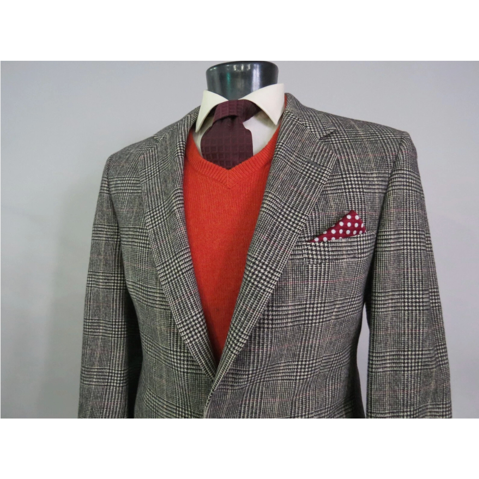 VTG Brooks Brothers EST 100% camel Hair hounds tooth check sport coat 42 XL