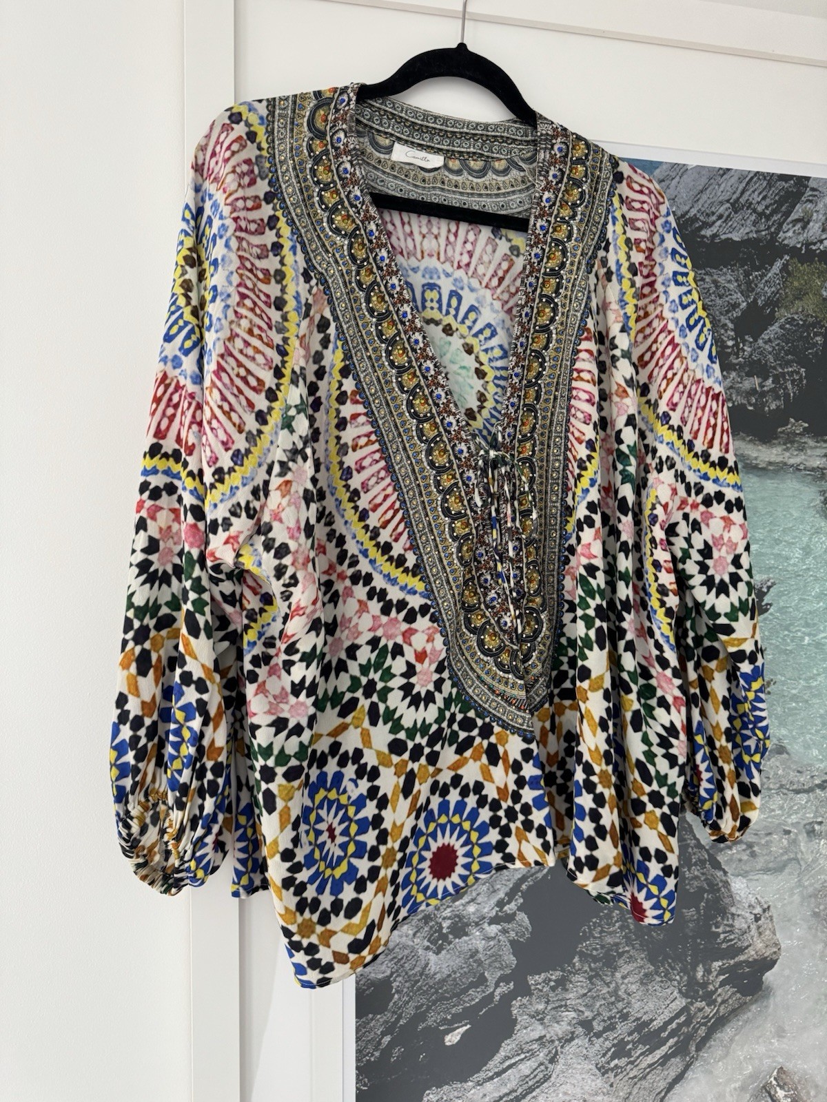 💗 Camilla Kasbah Print Lace Up Kaftan Top OS 💗