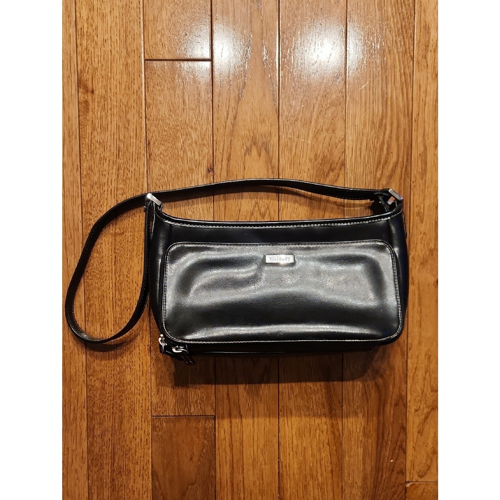 Villager Black Shoulder Bag with Front Zip Pocket P-004