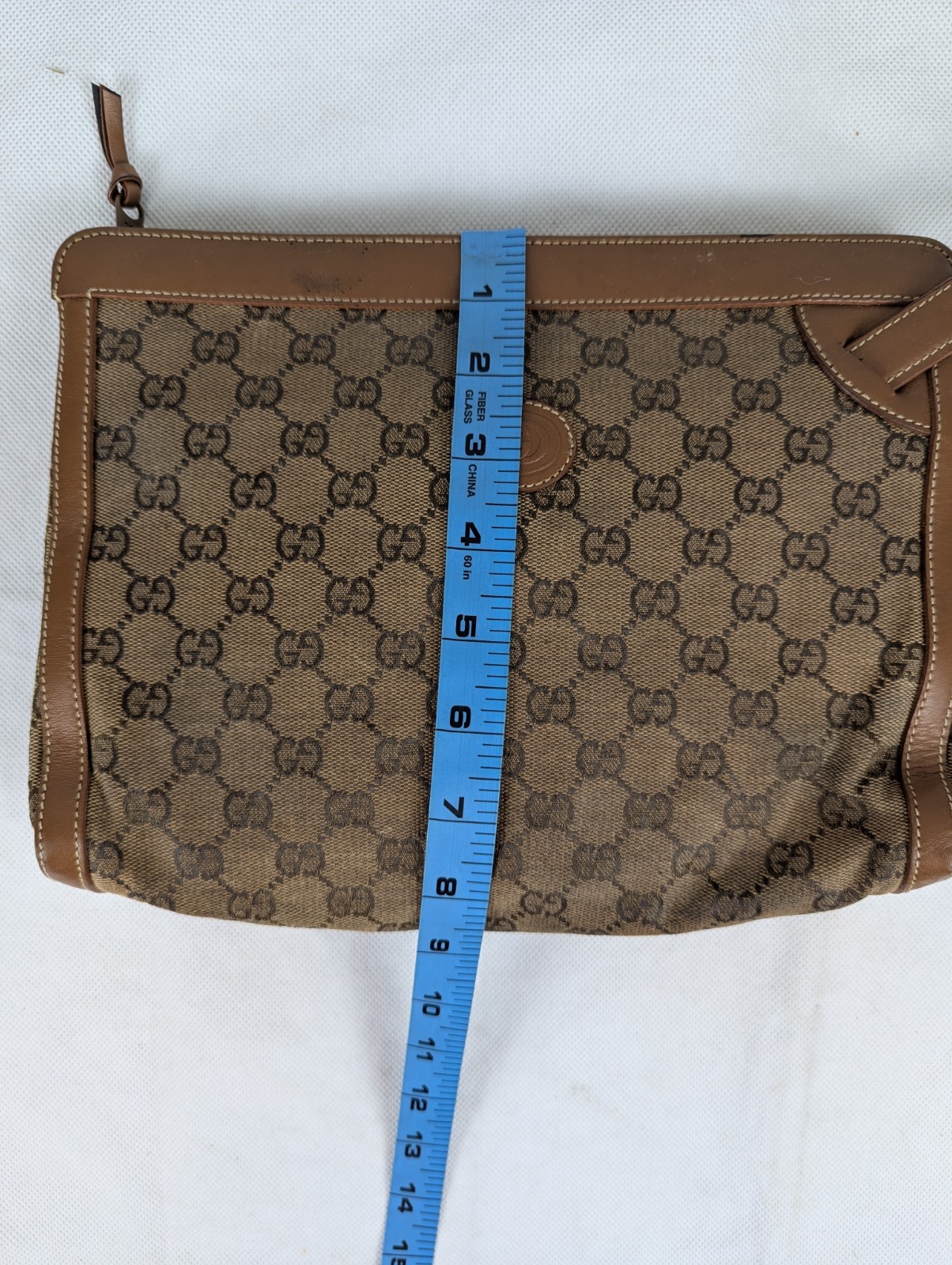 Vintage Gucci GG Supreme monogram pouch Handbag Brown Canvas Leather.