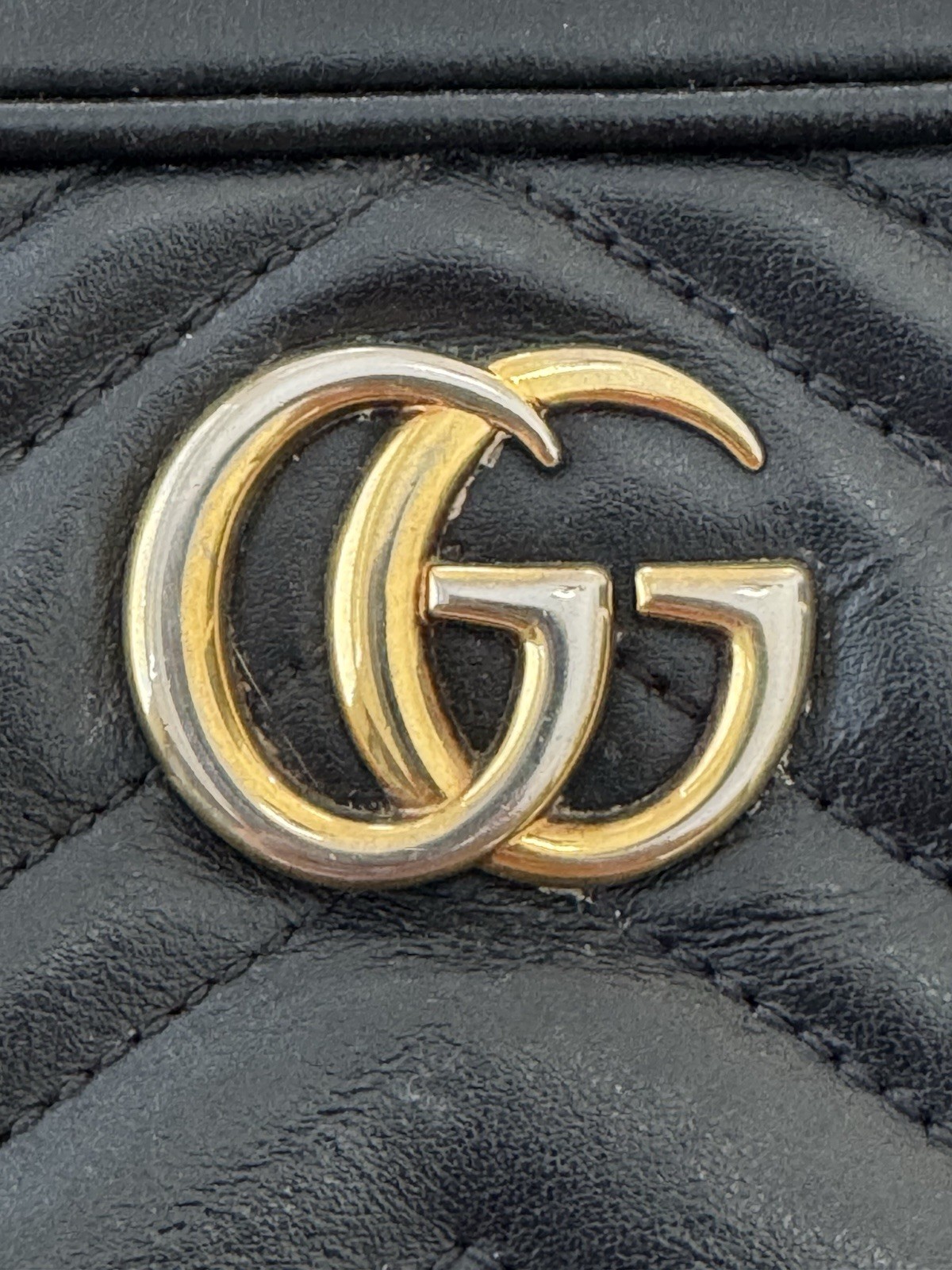 Pre Owned Fair Replacement Bolt Last Photo Gucci GG Marmont Mini Double G Black