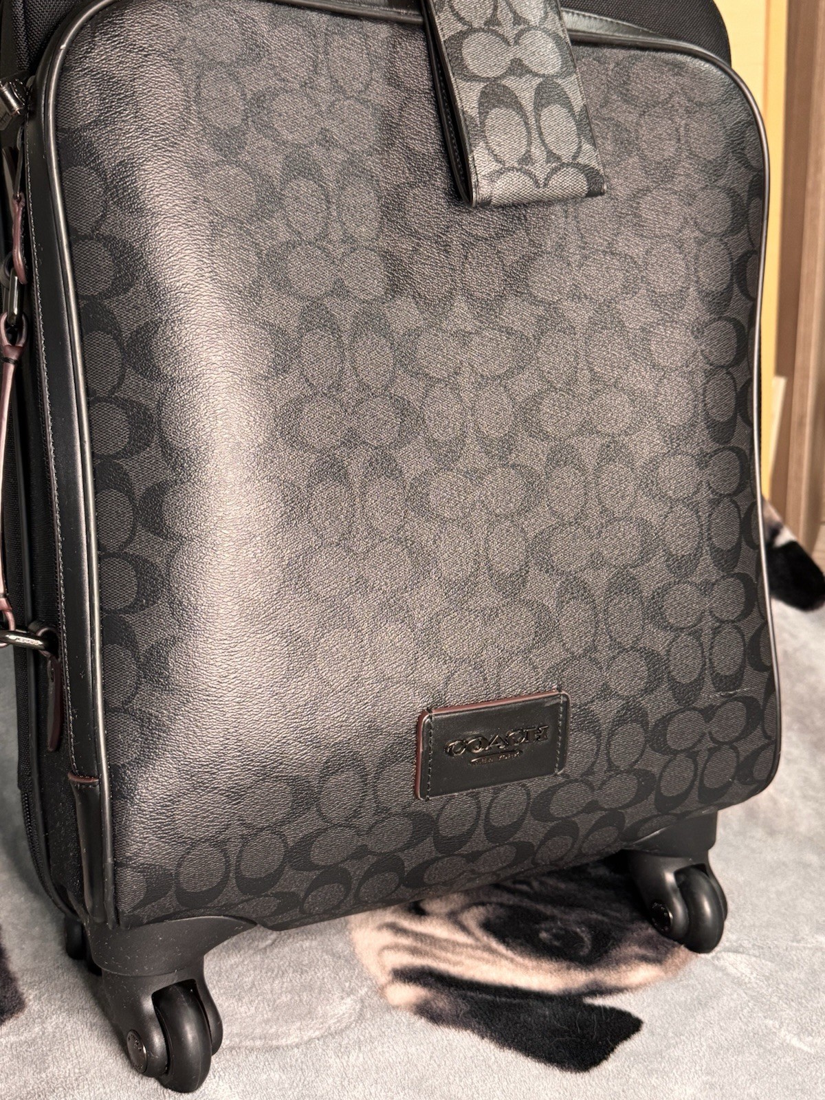 Authentic Coach Suitcase Black Signature W/ Luggage Tag and Detachable Shoe Bag