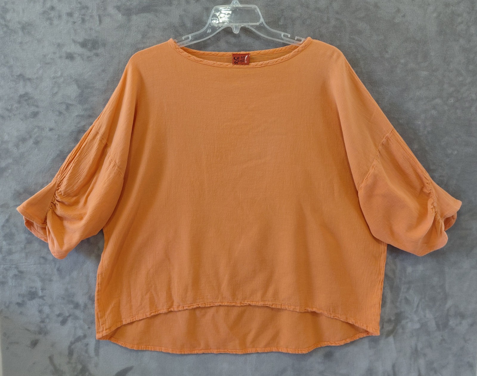 Oh My Gauze! Hi-Low Gauze Oversized Top Women’s O/S Lagenlook Orange Sz. 2 to 3