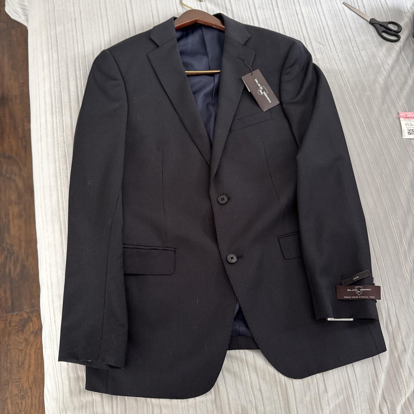 Black Brown 1826 Jack Slim Mens Blazer 40R navy blue striped NWT