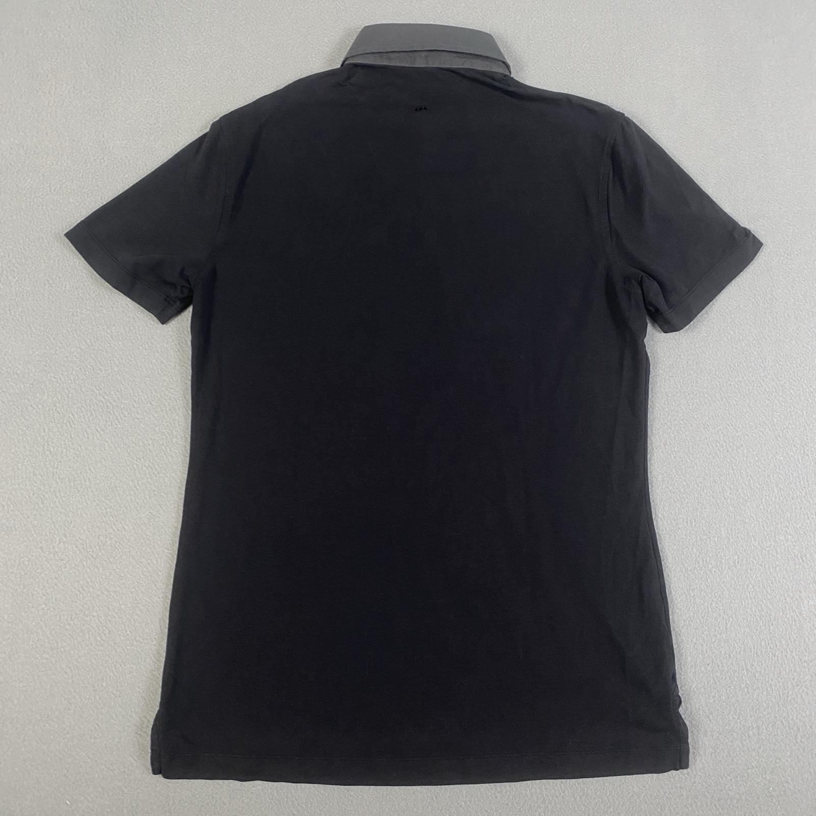 Lululemon Atheltic Fit Short Sleeve Polo Shirt Mens Size Small Black Gray Modern