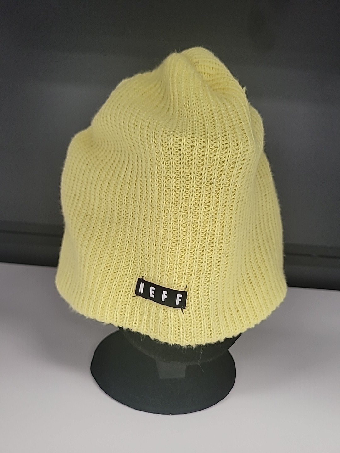 Neff Neon Yellow Beanie Hat Knit Cap OS No Cuff Winter Wear