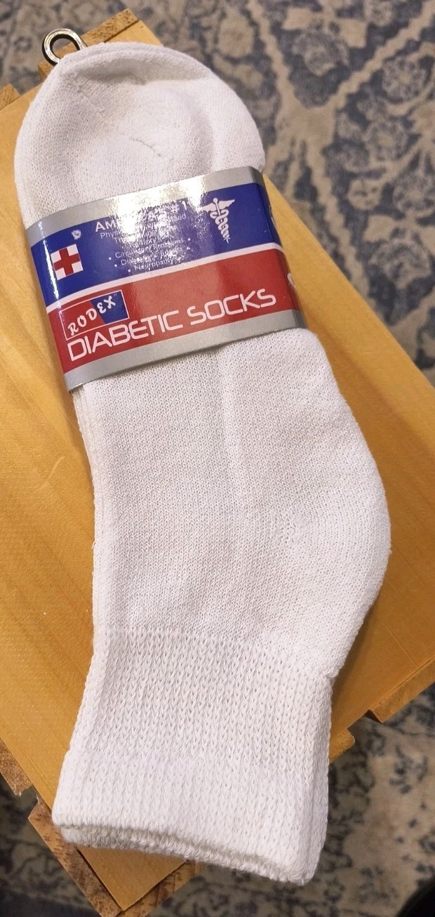 Rodex Men’s Diabetic Socks 3pr Ankle Socks Size 9 – 11 White NEW