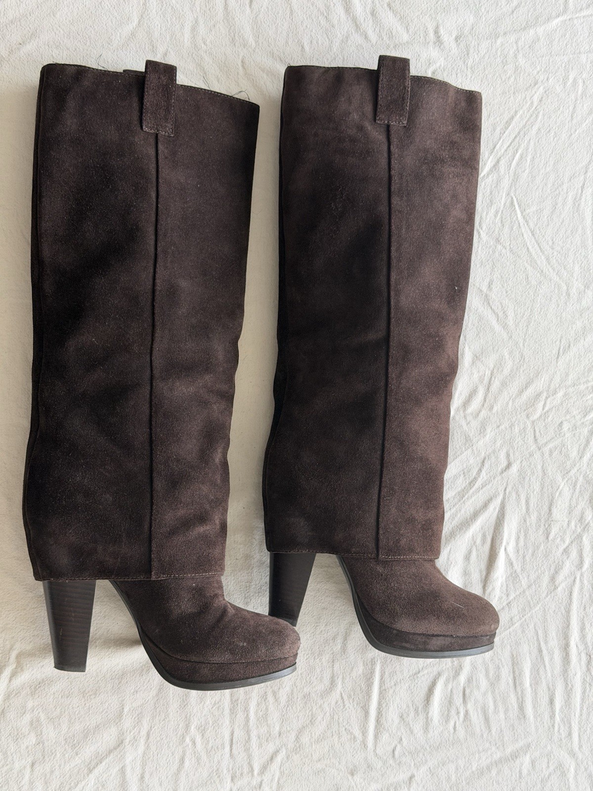 Ash Women’s Brown Suede Knee High Pull-On Riding Boots Round Toe Block 8