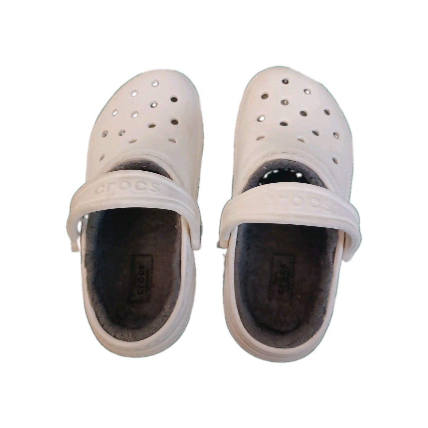 Crocs W 6 M 4 WHITE Fleece Lined Grey