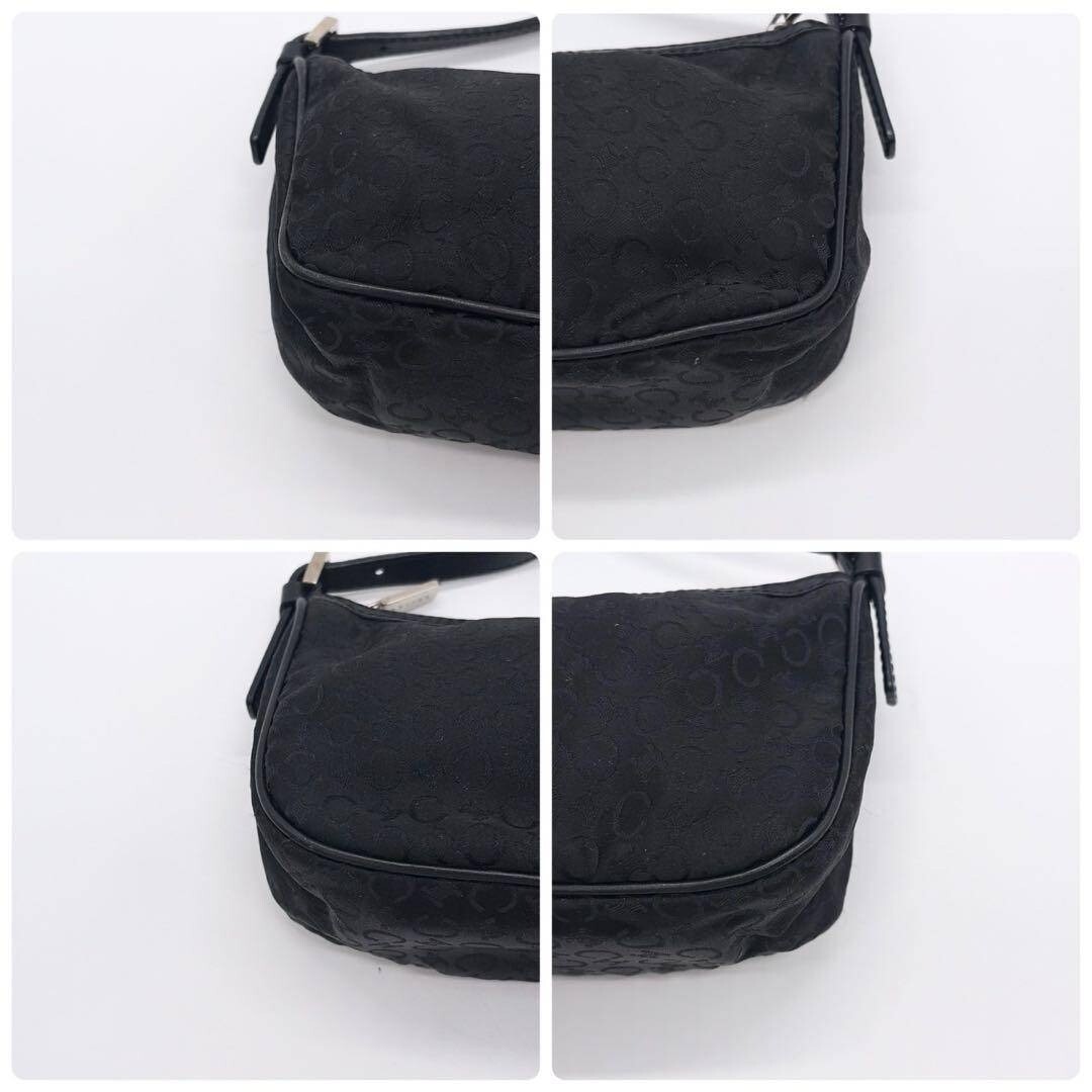 CELINE Shoulder Bag Pouch Pochette C Macadam Black Vintage Authentic From Japan