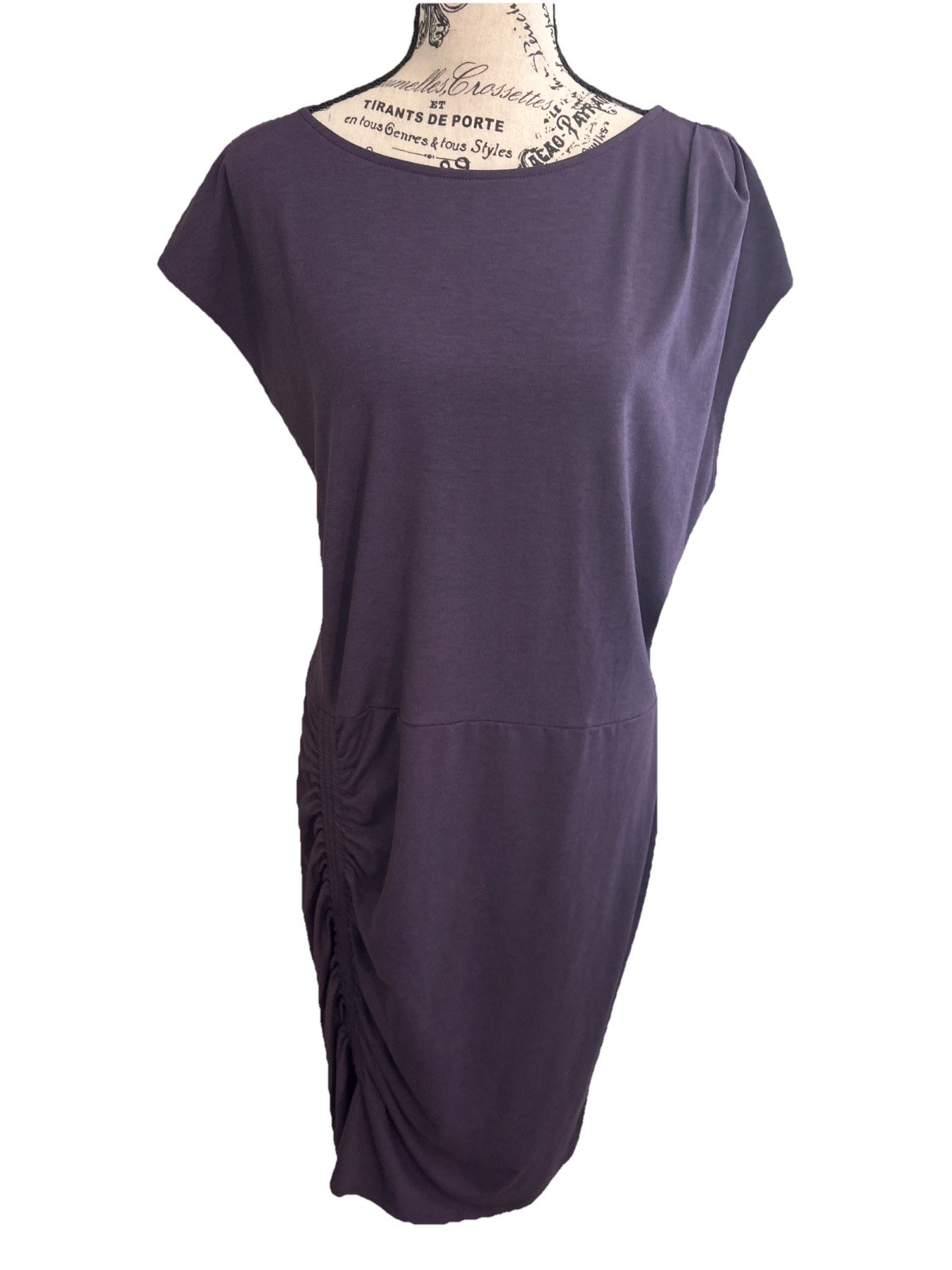 Trouvé Eggplant Side Ruched Sz 2XL Dress Pleated New Purple Night Casual Comfort