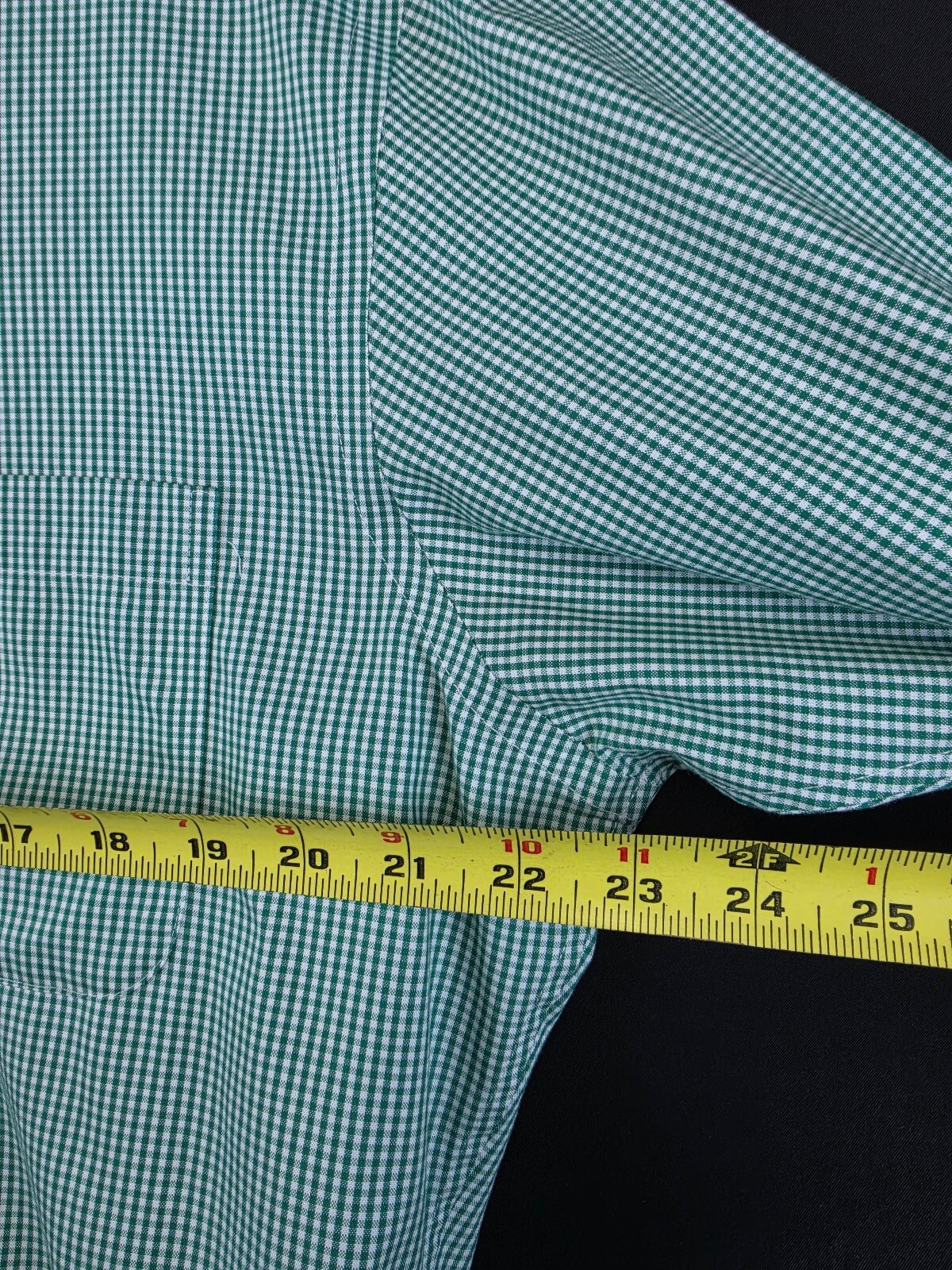 Lands’ End Men’s Green Gingham No Iron Supima Cotton Dress Shirt, Size 16½-33