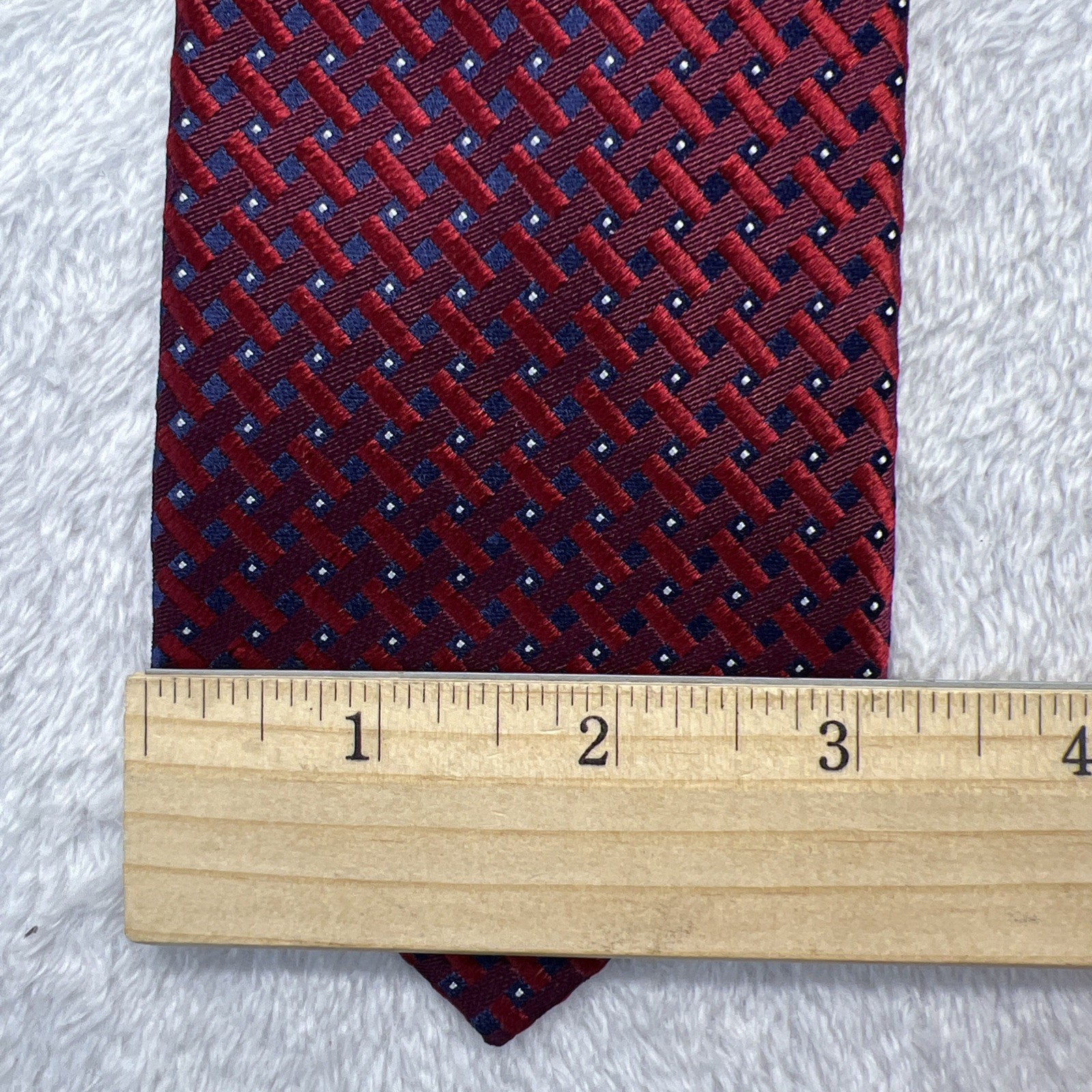 Jos. A. Bank Reserve Red Blue Geometric 3.25×59” 100% Silk Made In China