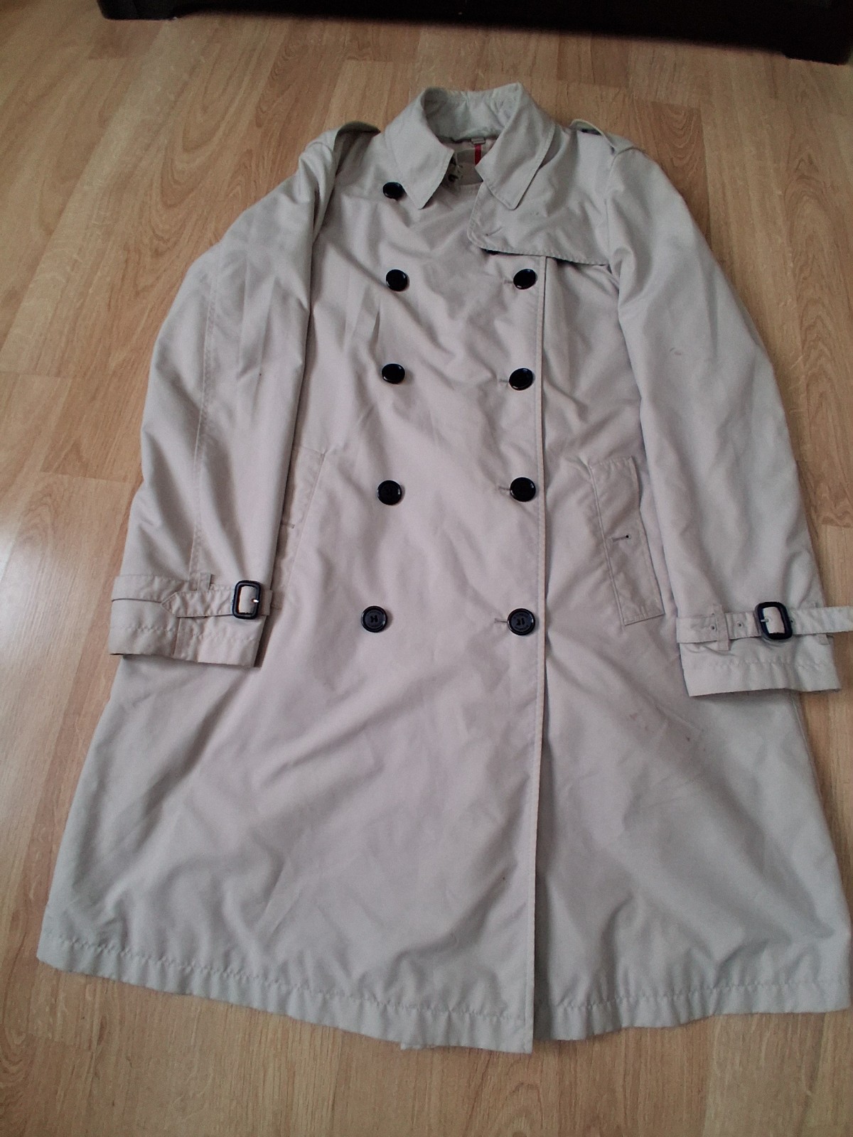 Burberry Brit Beige Double-Breasted Belted Long Trench Coat Pockets UK 6
