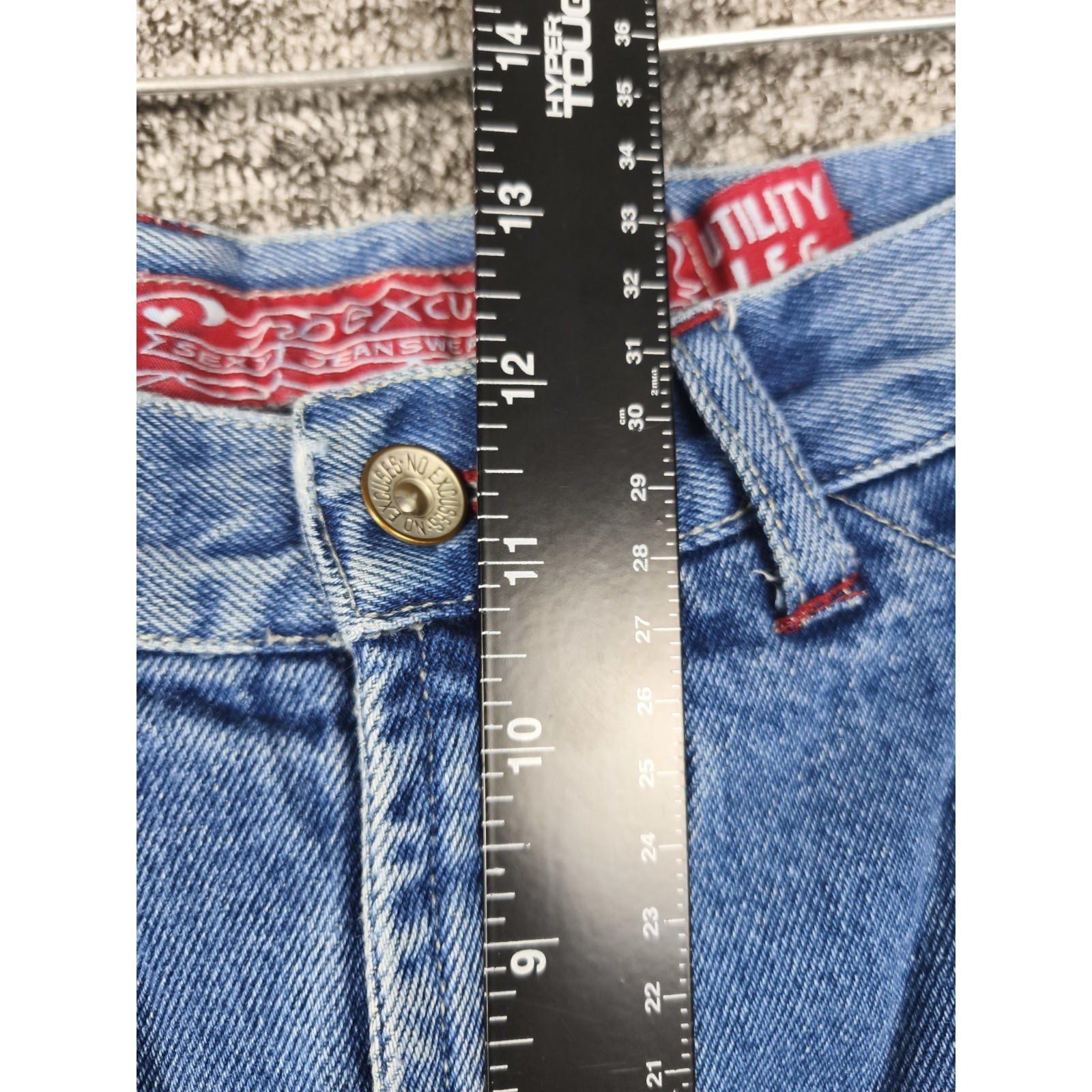 Vintage Y2K No Excuses Utility Leg Carpenter Jeans 13/14 Baggy Wide Leg Blue