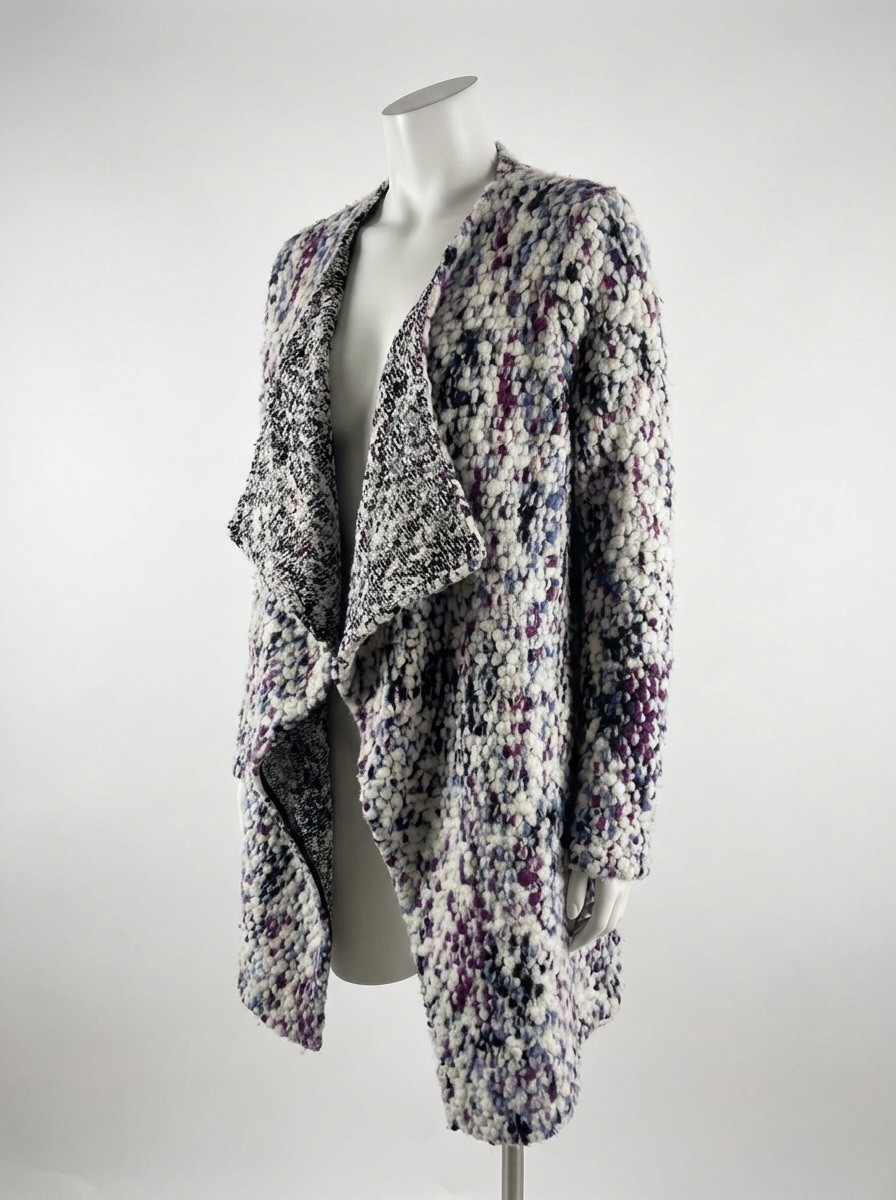 GARCIA JEANS Textured Knit Waterfall Cardigan Coatigan Purple Blue Size L