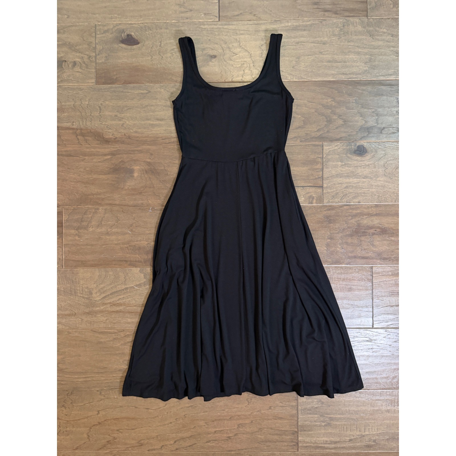 Olivia Rae New York Black Scoop Neck Midi Fit and Flare Pocket Dress Small NWT