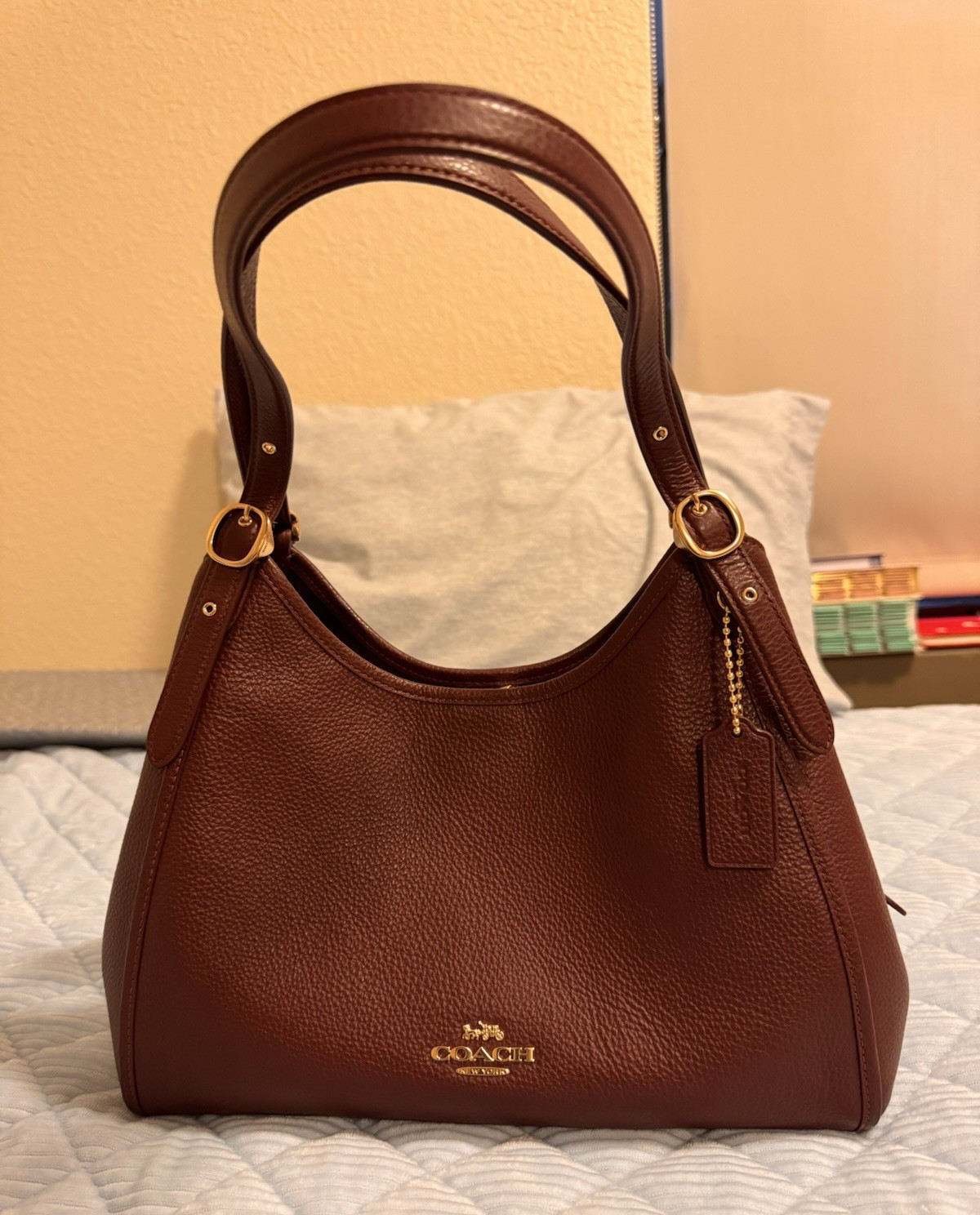 Coach Erin Shoulder Bag- Women’s Maroon Pebbled Shoulder Bag Gold Hardware