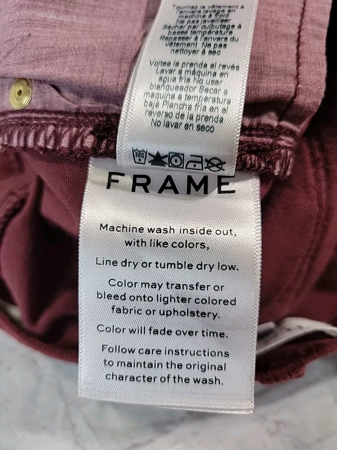 Nwt Frame Corduroy Jeans Size 25(27×27) Pinot Red Le High Skinny Straight