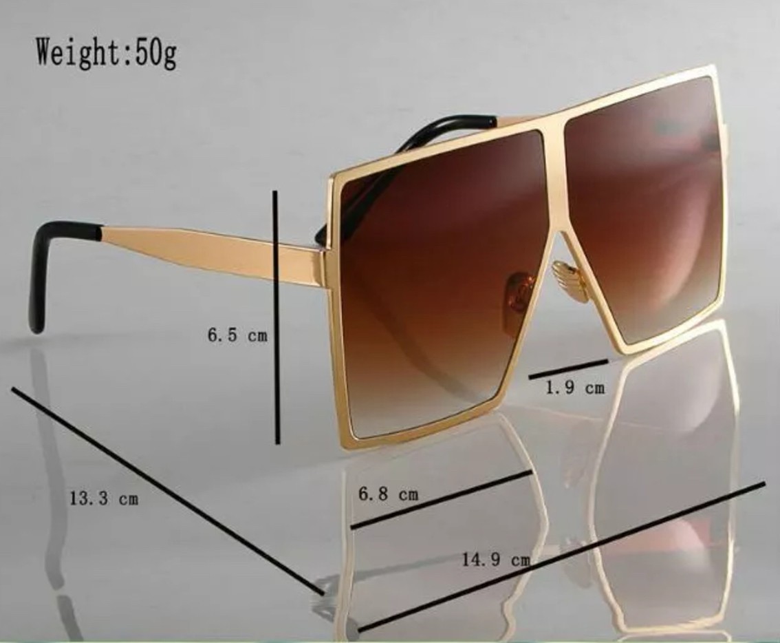 Sunglasses Flat Top Huge Big Oversized XXL Square Women “Lauren” Mirror SHADES