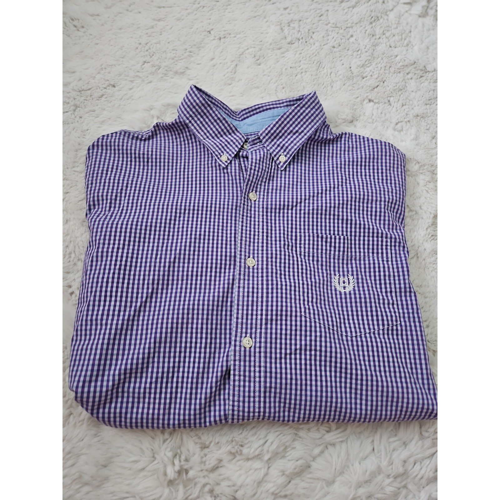 Chaps Purple Gingham Check Long Sleeve Button Down Shirt Men’s XL