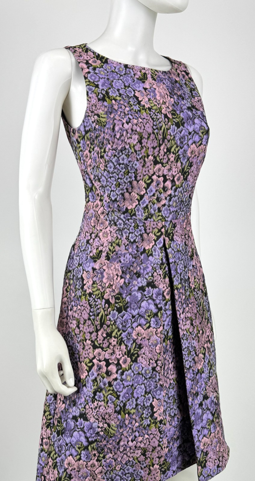 $1.7K Michael Kors Collection Jacquard Lilac Floral Dress 4 US 40 S Lined Runway