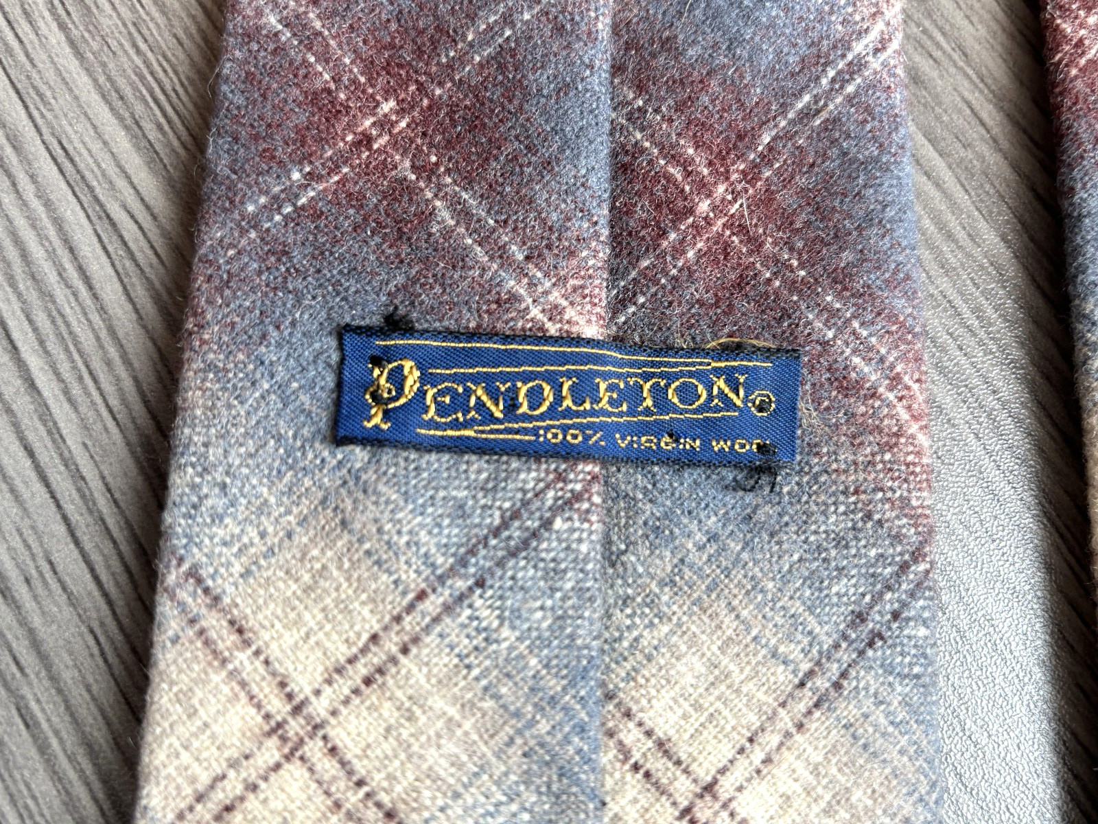 Pendleton Neck Tie Virgin Wool Plaid Checks 55in x 3-1/8in Blue Maroon Beige