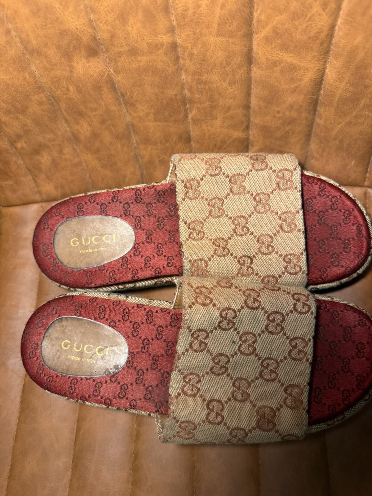 Gucci Angelina GG Supreme Platform Slide Sandals size 38