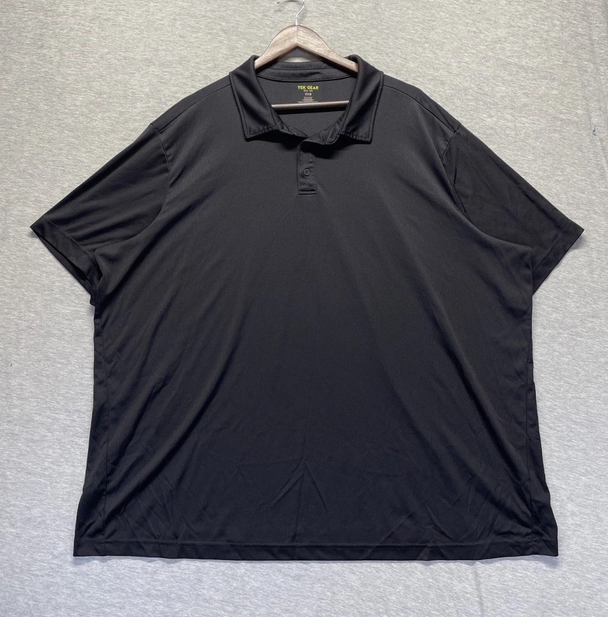 Tek Gear DryTek Performance Polo Shirt Mens 3XB Black 3 Button Placket Tennis