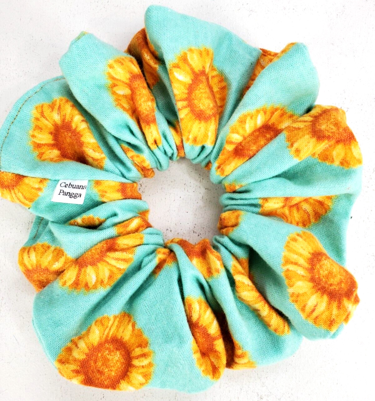 Handmade Women’s Scrunchies size XL Mint Green Snuggle Flannel Sunflower New