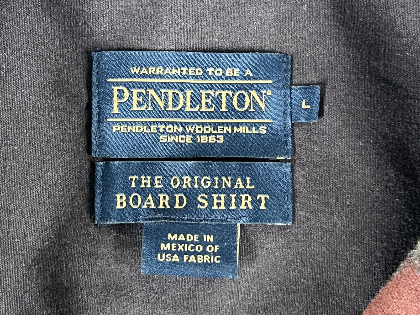 Pendleton Board Shirt Mens (L) Brown Orange Surf Plaid Virgin Wool LS Pockets