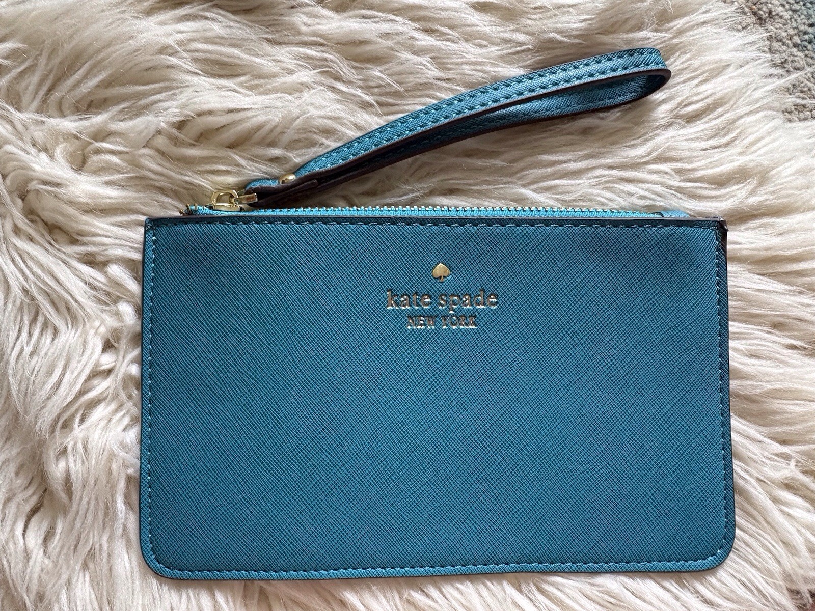 KATE SPADE NEW YORK Wristlet Wallet Clutch Teal Leather Fresh Air New w/out Tags