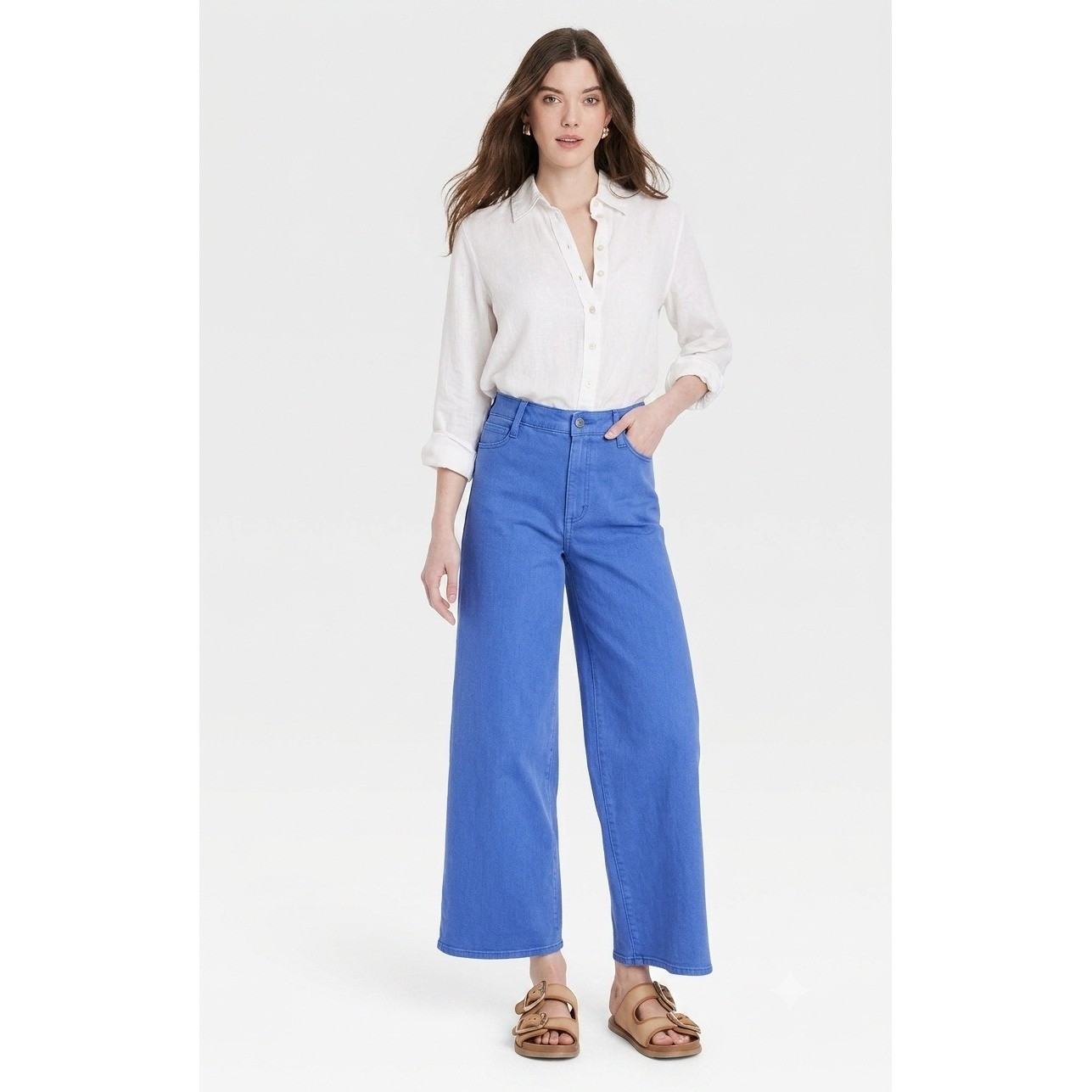 Universal Thread Womens Sailor Wide Leg High Rise Blue Jeans Size 6 45XGZR