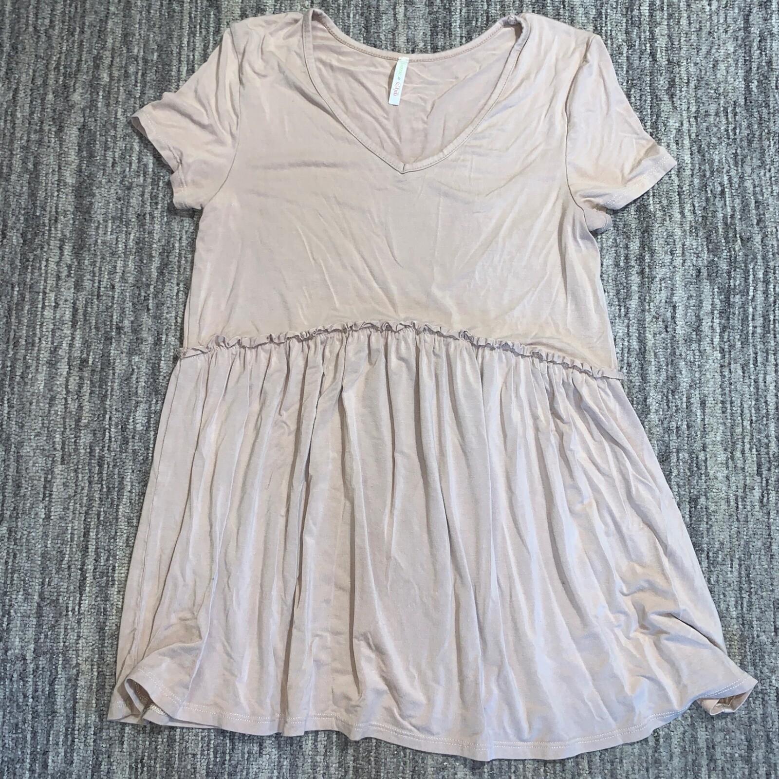 90s y2k Lime n Chili Babydoll Tunic Top Casual V Neck Short Sleeve Blush Size S