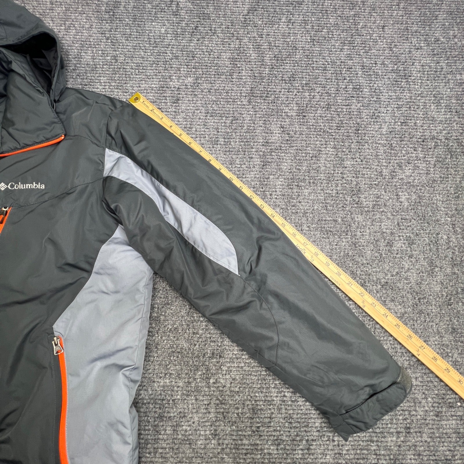 Columbia Mens Grey Orange Insulated Hooded Jacket Coat XL