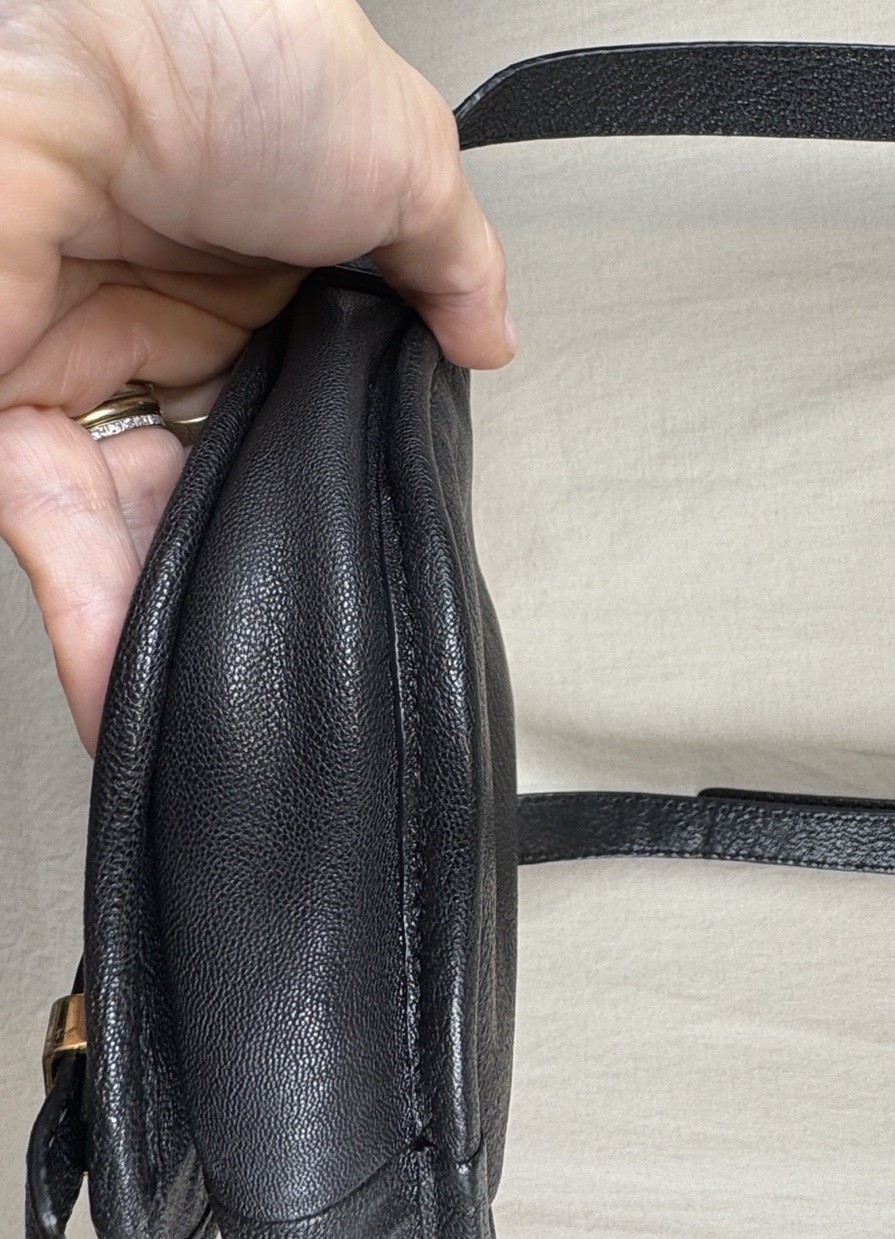 Michael Kors Black Leather Small Saddle Crossbody Bag Gold Buckle