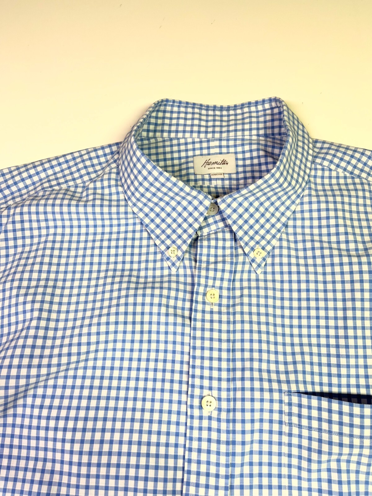 Hamilton Men’s Shirt apprx. 50 Button-Down Shirt Plaid Pocket March 18