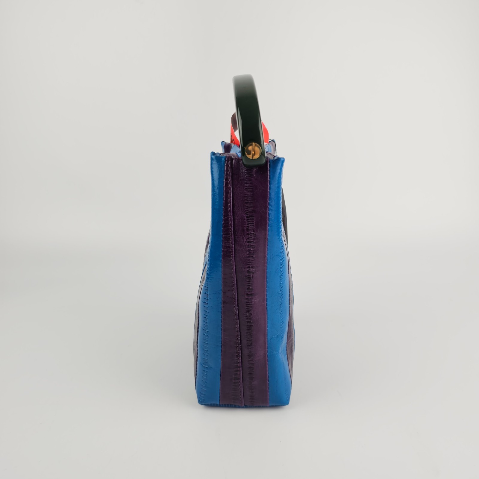 DRIES VAN NOTEN Striped Blue Top Handle Bag New & Authentic