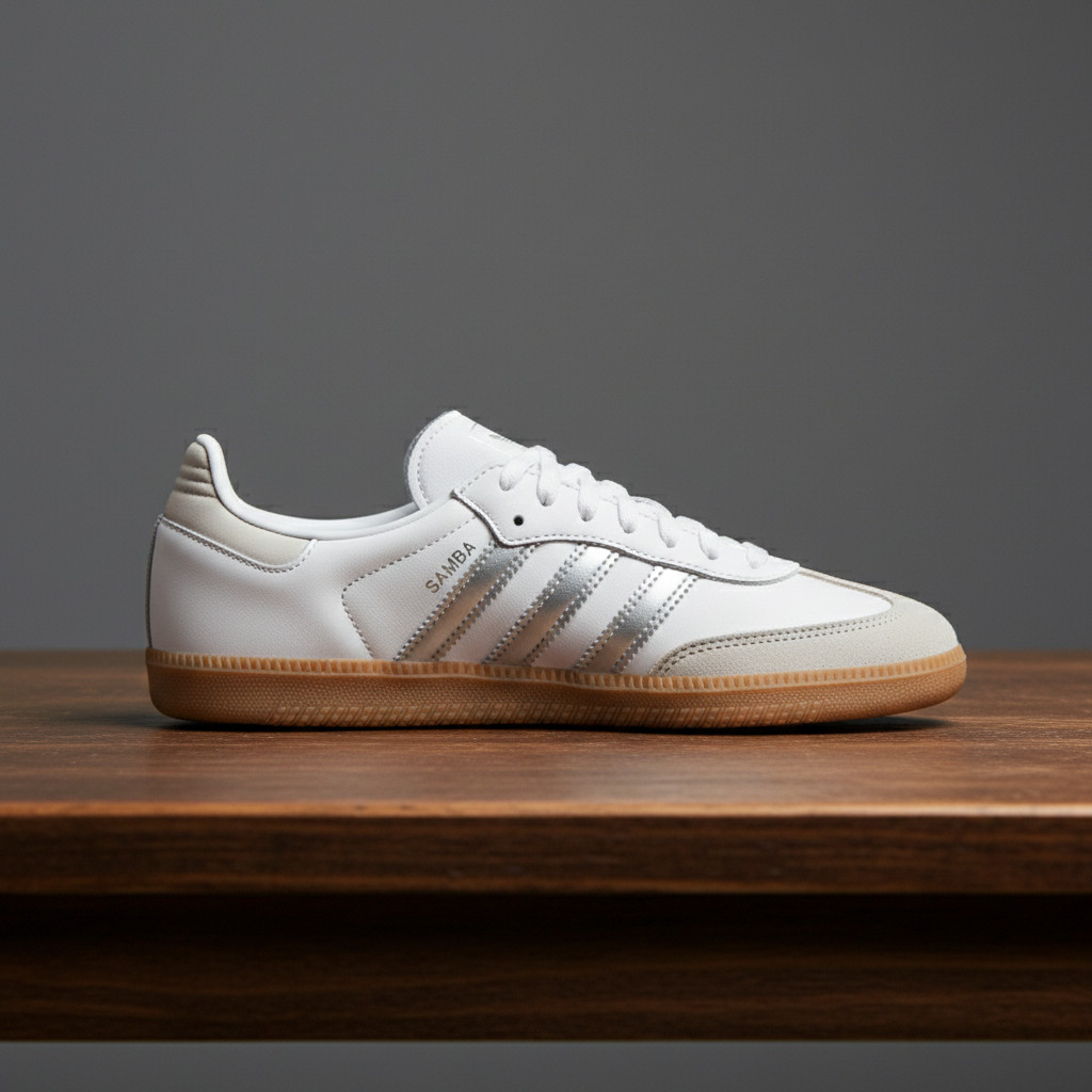 Size 14 – Adidas Wmns Samba OG ‘White Silver Metallic Grey’ (adidas) (JI2725)